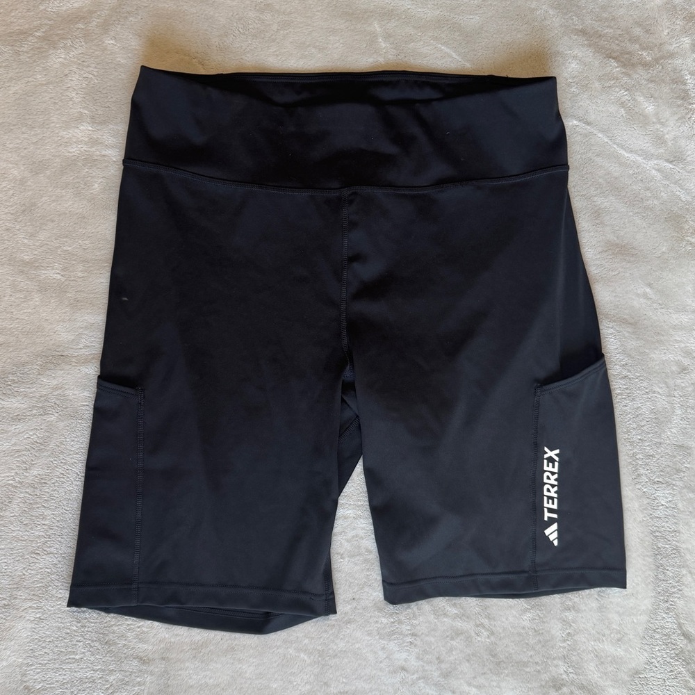 adidas Terrex Black High-Waist Athletic Bike Shorts - Picture 6 of 6